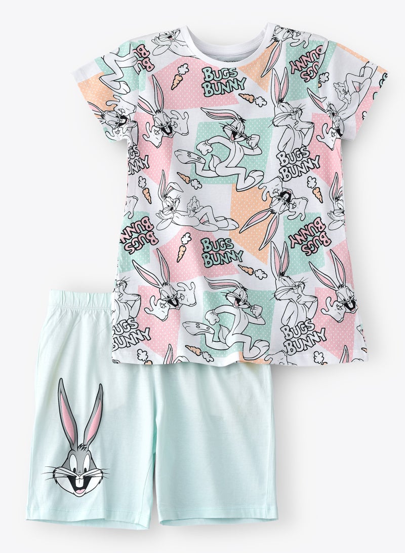 Sleep Story  By Urban Haul  Bugs Bunny Looney Tunes Shorts Set for Girls