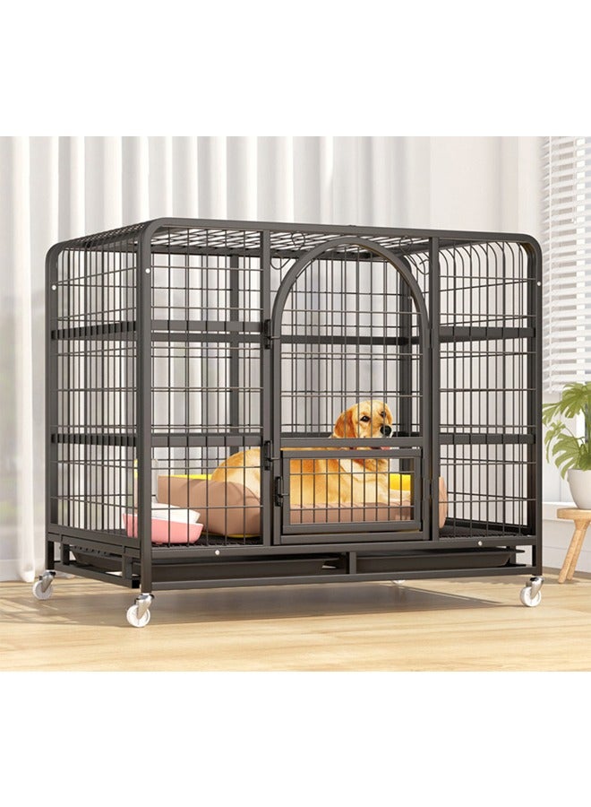 Thickened Medium-Sized Pet House Metal Pet Cage with Wheels and Removable Tray