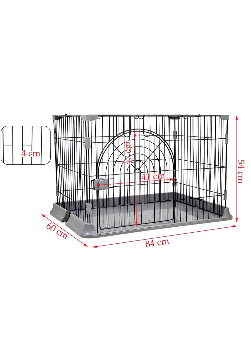 Cat cage, Durable & strong quality cage, Indoor pet cage with Spring door lock, Easy to assemble, Suitable for multiple cats, Portable and fordable cage (Color: Black)