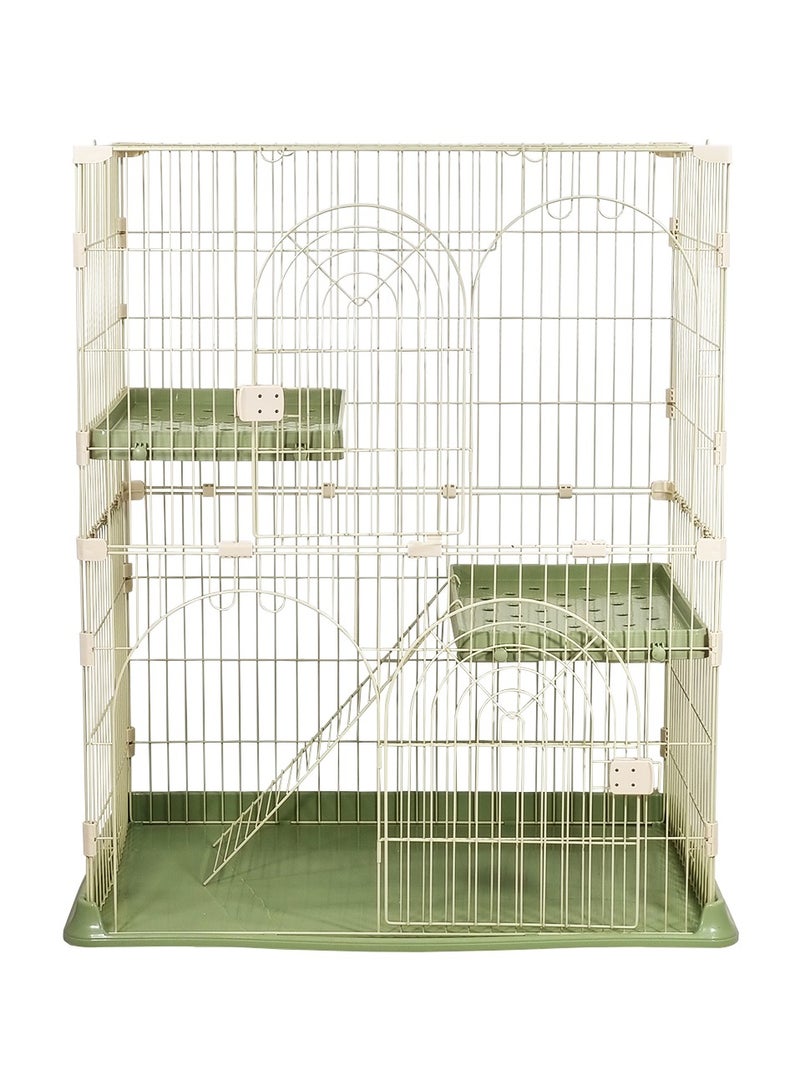 Large cat cage, Durable & strong quality cage, 2 Large door with arched design and Spring door lock, Double layer partition, 2 widened floor and Cat ladder, Easy to assemble. (Green)