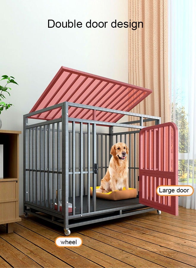 Metal Pet Cage with Lockable Wheels and Doors