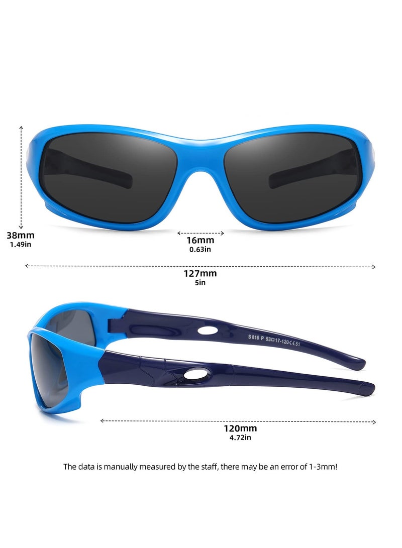 Flexible Kids Polarized Sunglasses, 3 Pack Unbreakable Sport Sunglasses for Boys and Girls, Ages 3-10