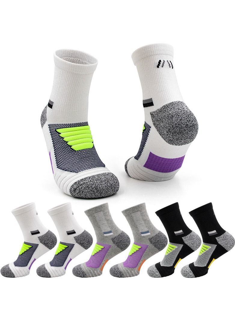 3 pairs of professional practical basketball socks, sweat absorbing and anti slip sports socks, medium length thick soled men's socks