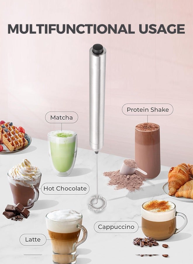 Milk Frother With 350ML Milk Pitcher Electric Milk Foamer Portable Mini Mixer Machine Handheld Espresso Mixer Battery Operated Frother Coffee Stirrer Maker For Hot Chocolate Coffee