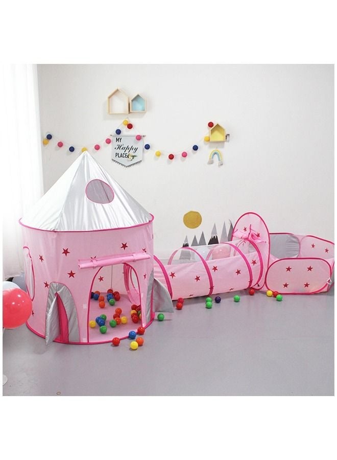 Children's Play Tent, 3 in 1 Pink Theme Theater, Children's Exploration Tent, Suitable for Home/outdoor