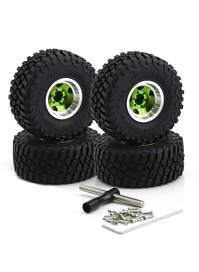 4pcs Remote Control Tires 57mm with 7mm Wheel Hex Beadlock Wheel Rim Rubber Tire Set Replacement for Axial SCX24 AX24 TRX4M FCX24 1/18 1/24 Car
