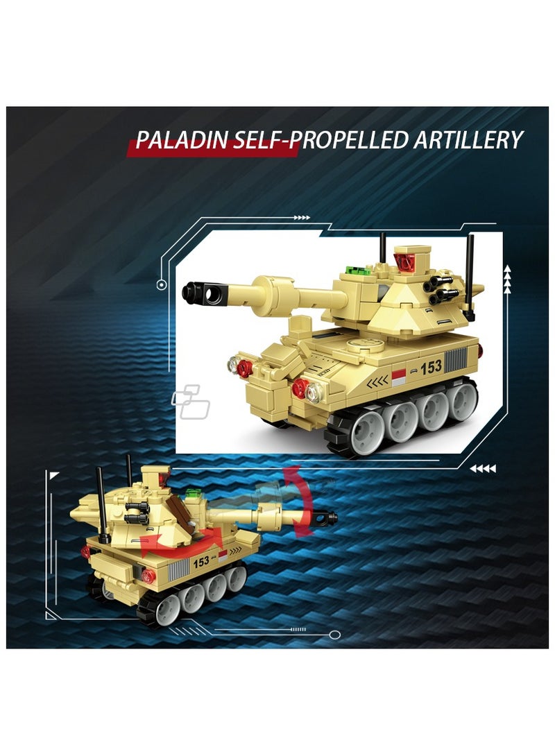 Military Building Blocks Set Toy - Paladin Self-Propelled Artillery, 191pcs ABS Blocks for Boys and Girls Kids 6 Years and Up - Realistic Design, Sturdy Assembly, Flexible Joints - Ideal Birthday Gift