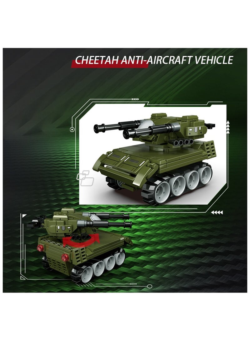 Military Building Blocks Set Toy - Cheetah Anti-Aircraft Vehicle, 218pcs ABS Blocks for Boys and Girls Kids 6 Years and Up - Realistic Design, Sturdy Assembly, Flexible Joints - Ideal Birthday Gift