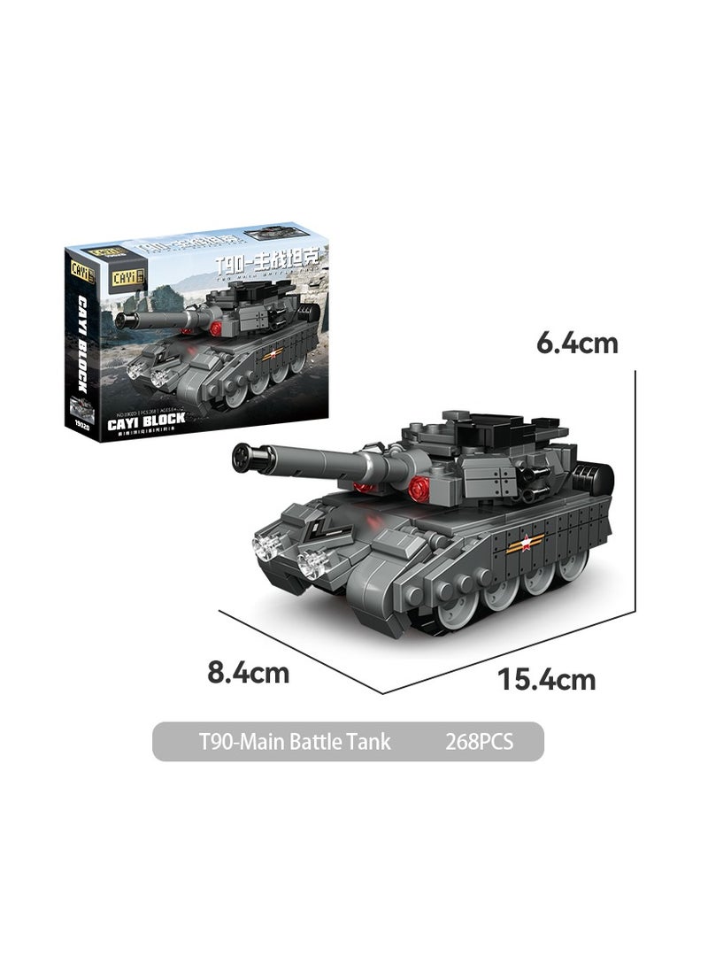 Military Building Blocks Set Toy - T90 - Main Battle Tank, 268pcs ABS Blocks for Boys and Girls Kids 6 Years and Up - Realistic Design, Sturdy Assembly, Flexible Joints - Ideal Birthday Gift