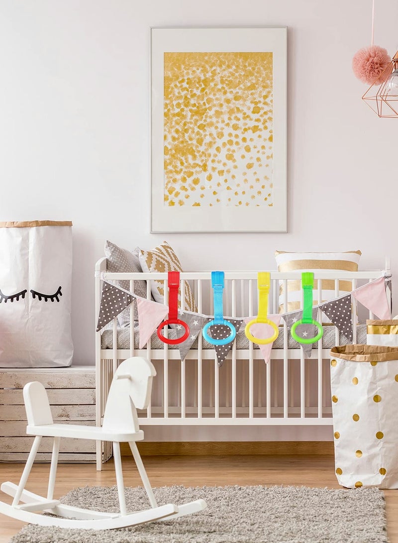 Baby Crib Pull Ring Baby Walking Exercises Assistant Rings Bed Stand Up Ring Hanging Ring Crib Pull Rings for Playpen Play Gym Cot Ring for Baby Toddler 8 Pieces