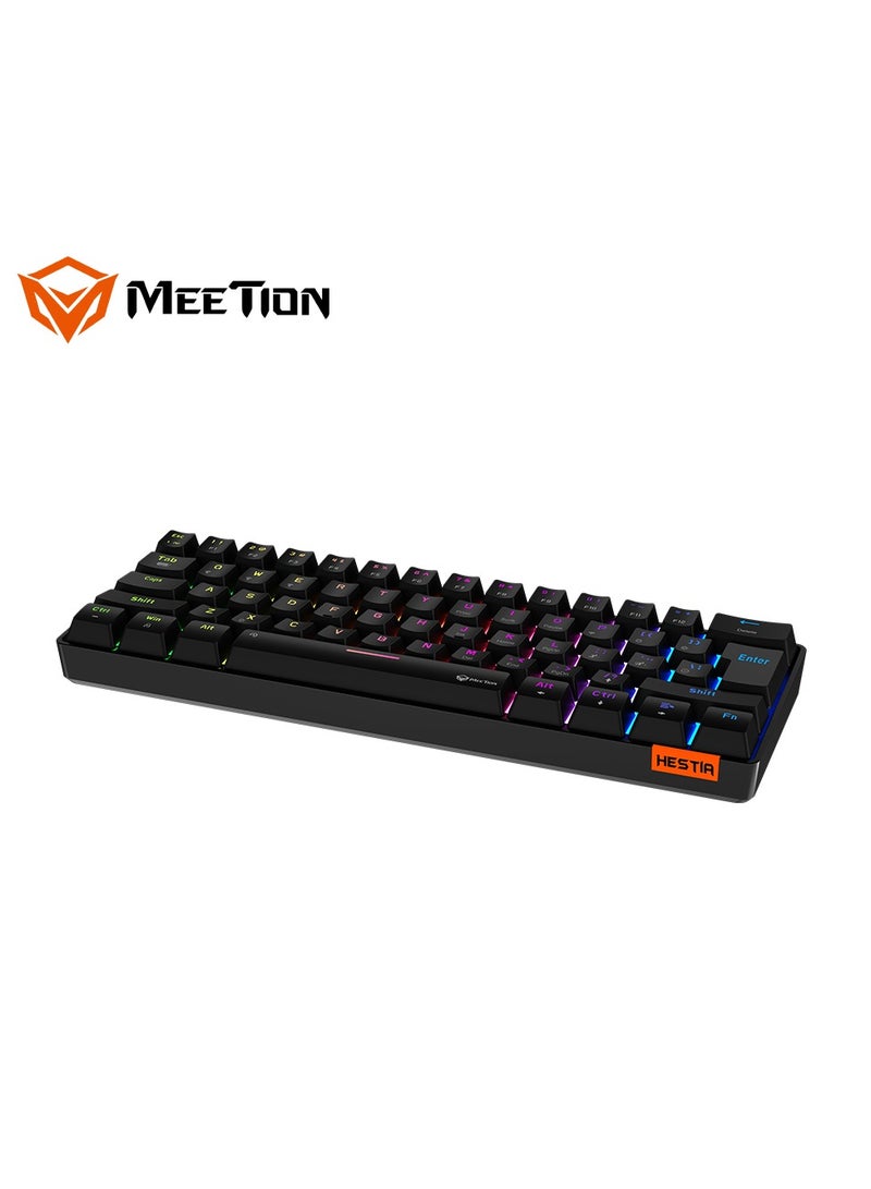 MEETION Dual Mode Bluetooth 60 Gaming Keyboard Ergonomic Design, Double Injection Processing, Mechanical Gaming Keyboard MK005BT Black