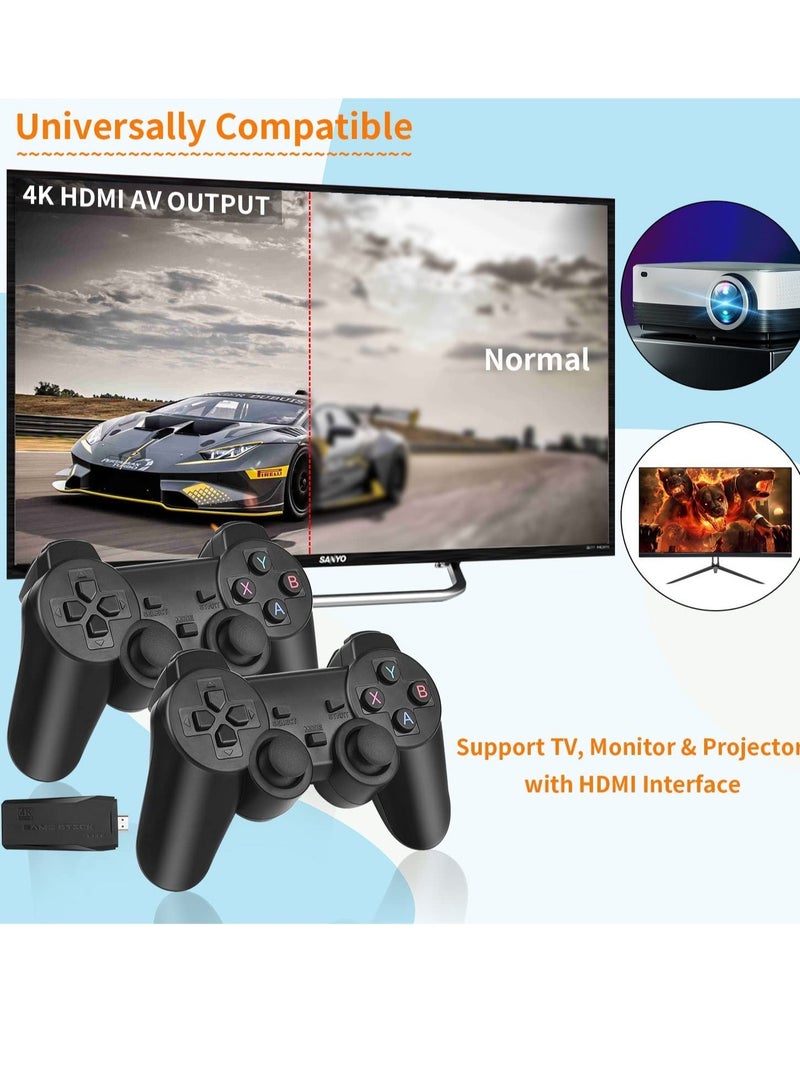 Wireless Retro Game Console, Plug & Play Video TV Game Stick With 10000+ Games Built-in, 9 Emulators, 4K HDMI Output for TV with Dual 2.4G Wireless Controllers