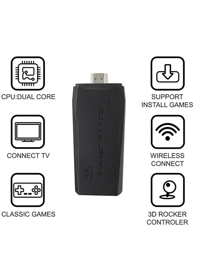 Integrated retro 4K game console with dual 2.4G wireless controllers, plug-and-play video game stick, built-in 3,500 games, 9 classic emulators, high-definition HDMI output for TV (64G, 10000+ games)