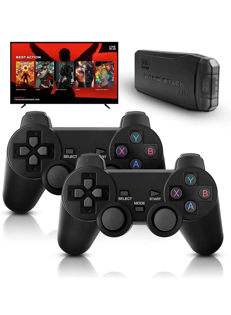 Integrated retro 4K game console with dual 2.4G wireless controllers, plug-and-play video game stick, built-in 3,500 games, 9 classic emulators, high-definition HDMI output for TV (64G, 10000+ games)