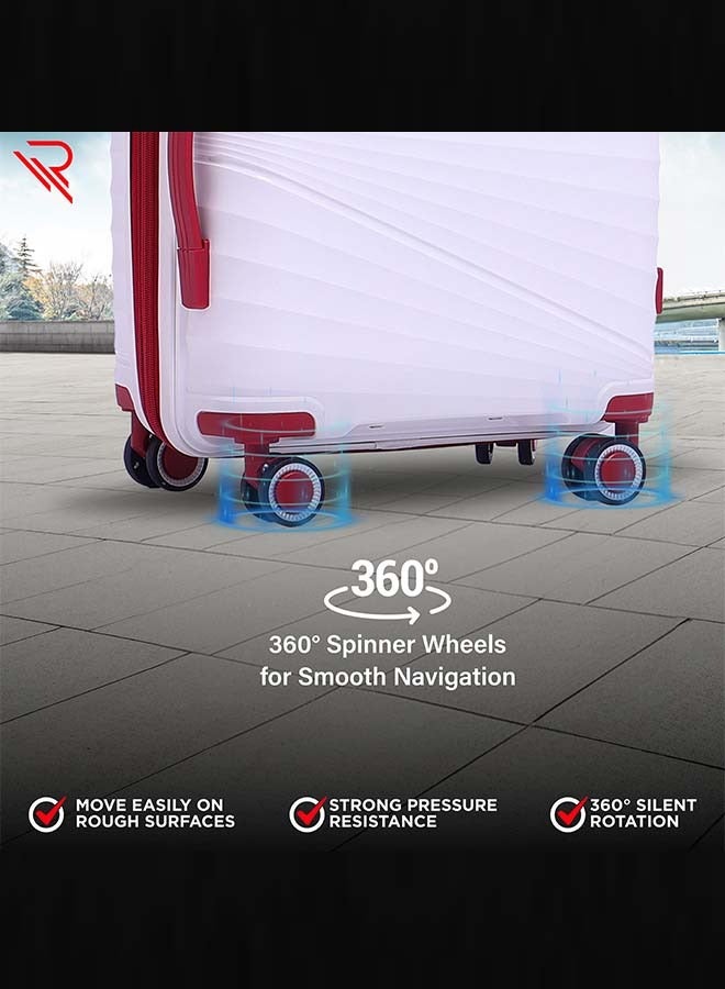 Reflection PP White Luggage, Lightweight Hardshell, Expandable with 4 Spinner Wheels and TSA Lock (3pcs. Set)