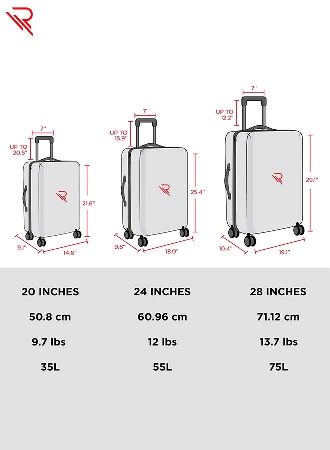 Reflection PP White Luggage, Lightweight Hardshell, Expandable with 4 Spinner Wheels and TSA Lock (3pcs. Set)
