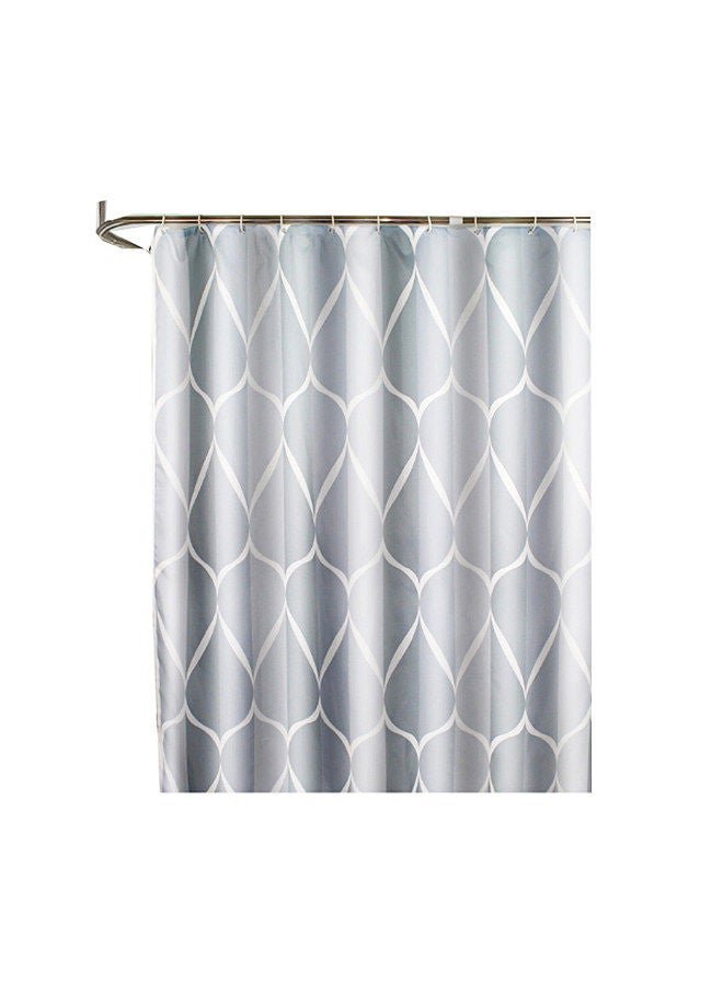 1pc Waterproof Shower Curtain with Hooks Geometric Printed Bath Curtains Water Drop Pattern Polyester Cloth Bathroom Accessories