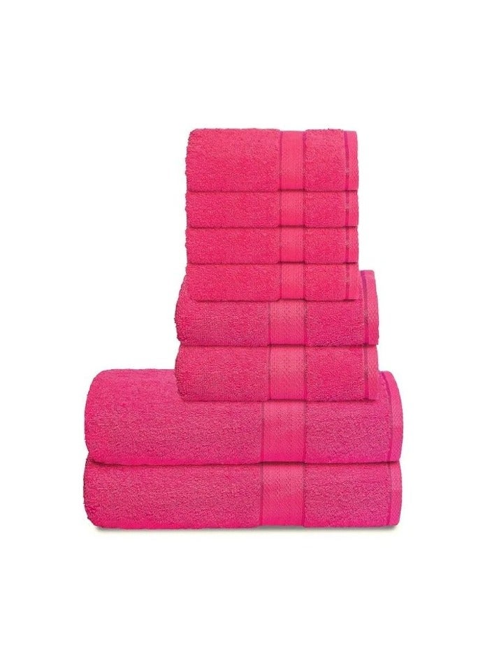 COMFY 8 PIECE COMBED COTTON 600GSM HOTEL QUALITY HIGHLY ABSORBENT HOT PINK GIFT PACK TOWEL SET