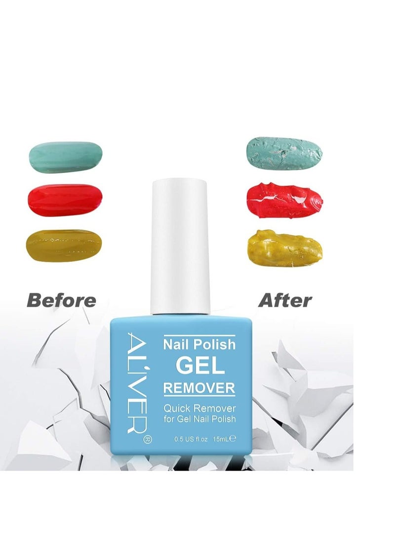 Gel Nail Polish Remover, Professional Gel Remover for Nails, Easily & Quickly Remove Nail Polish in 3-5 Minutes, Doesn't Hurt Nails, No Need For Foil, Soaking Or Wrapping Blue - 15 ml