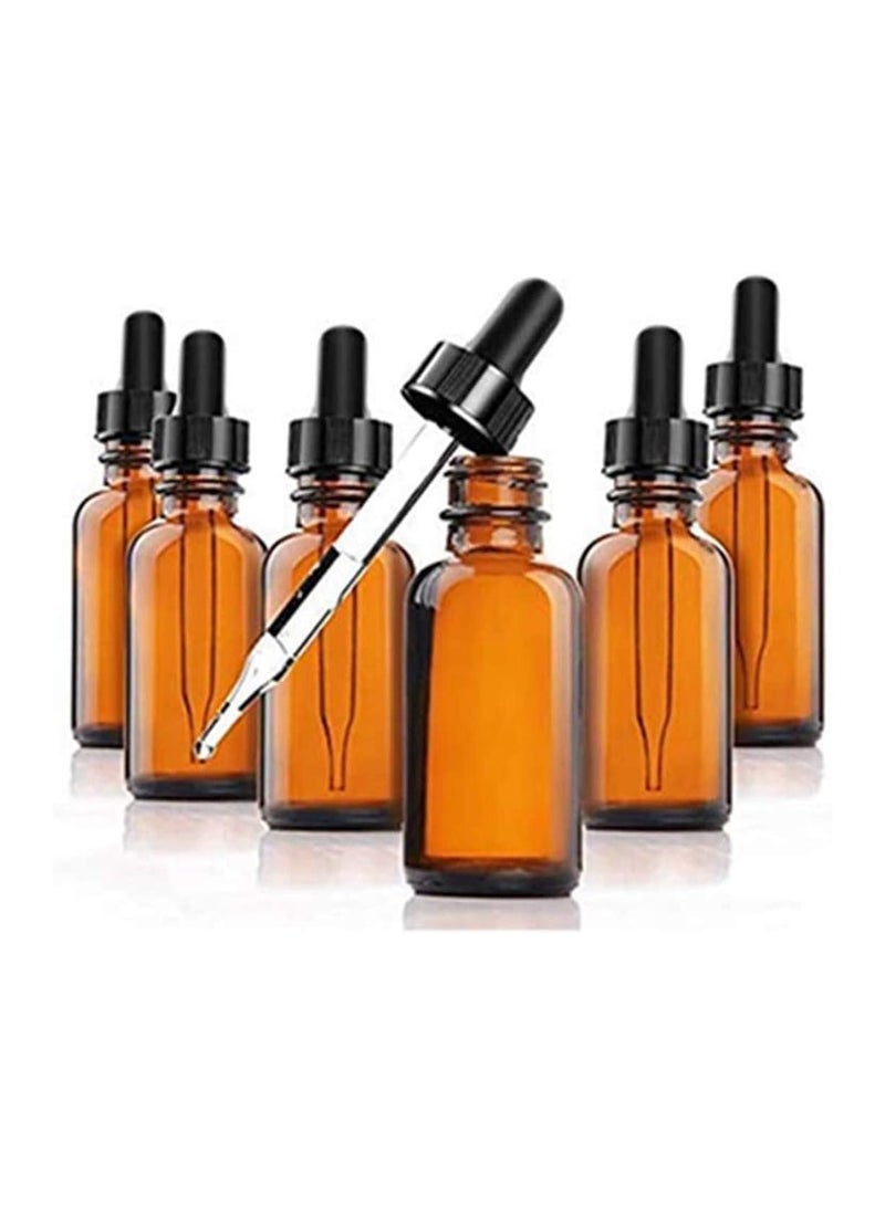 Glass Bottles Essential Oils Glass Eye Dropper, DELFINO Glass Eye Dropper Dispenser for Essential Oils, Kitchen Tools, Chemistry Lab Chemicals, Colognes, Amber, 30 ml (1oz) Essential Oils (6 Pack)