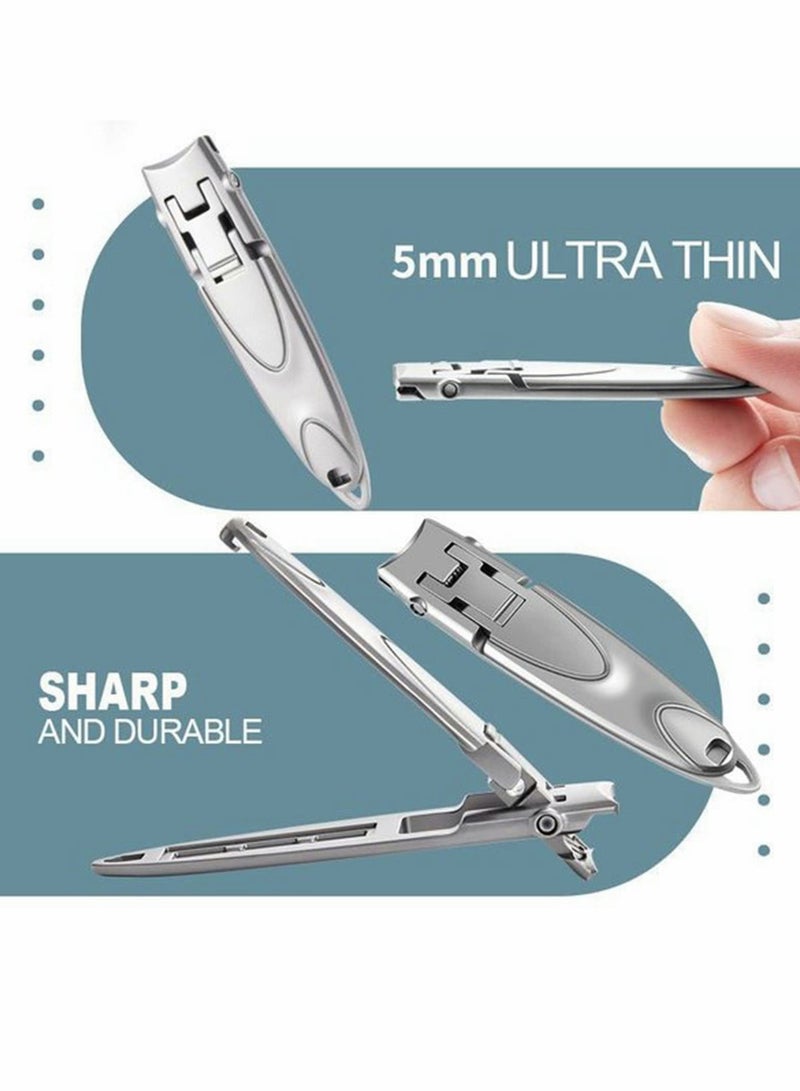 Ultra-Thin Portable Nail Clippers, Stainless Steel Nail Clippers for Thick Nails for Men and Women, Nail Tools, Silver/0.2 Inches