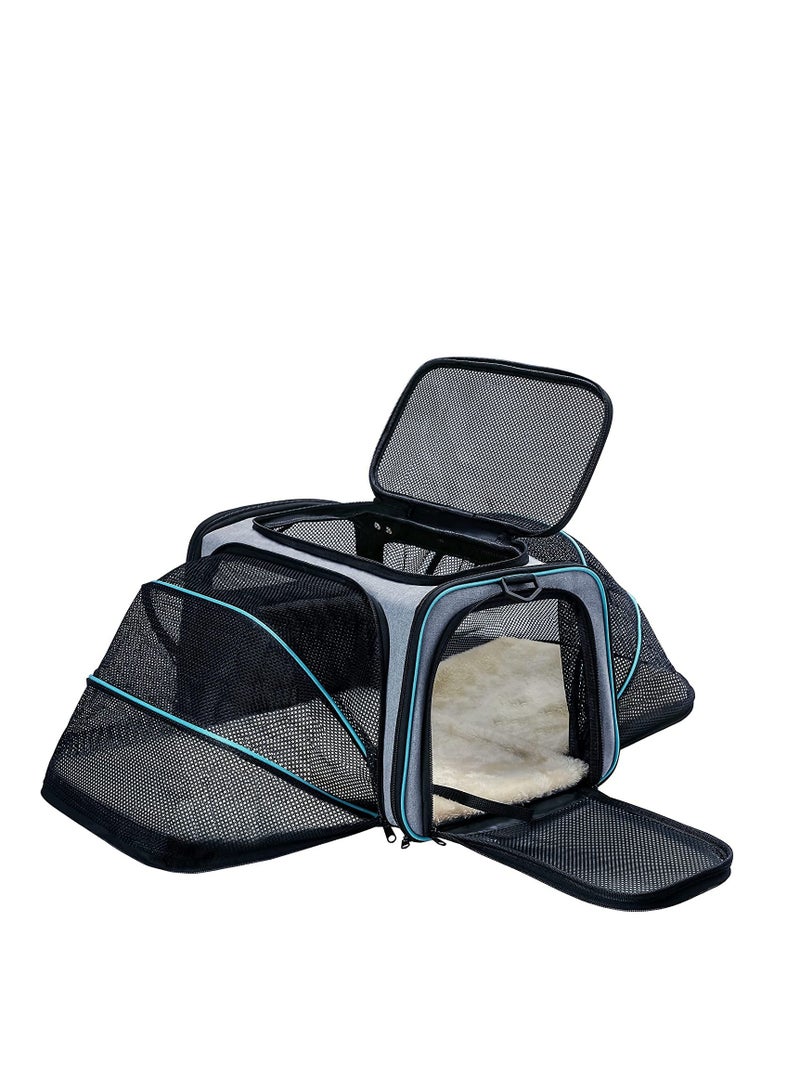 COOLBABY Expandable Soft-Sided Pet Carrier with Removable Fleece Pad and Pockets for Cats Dogs and Small Animals