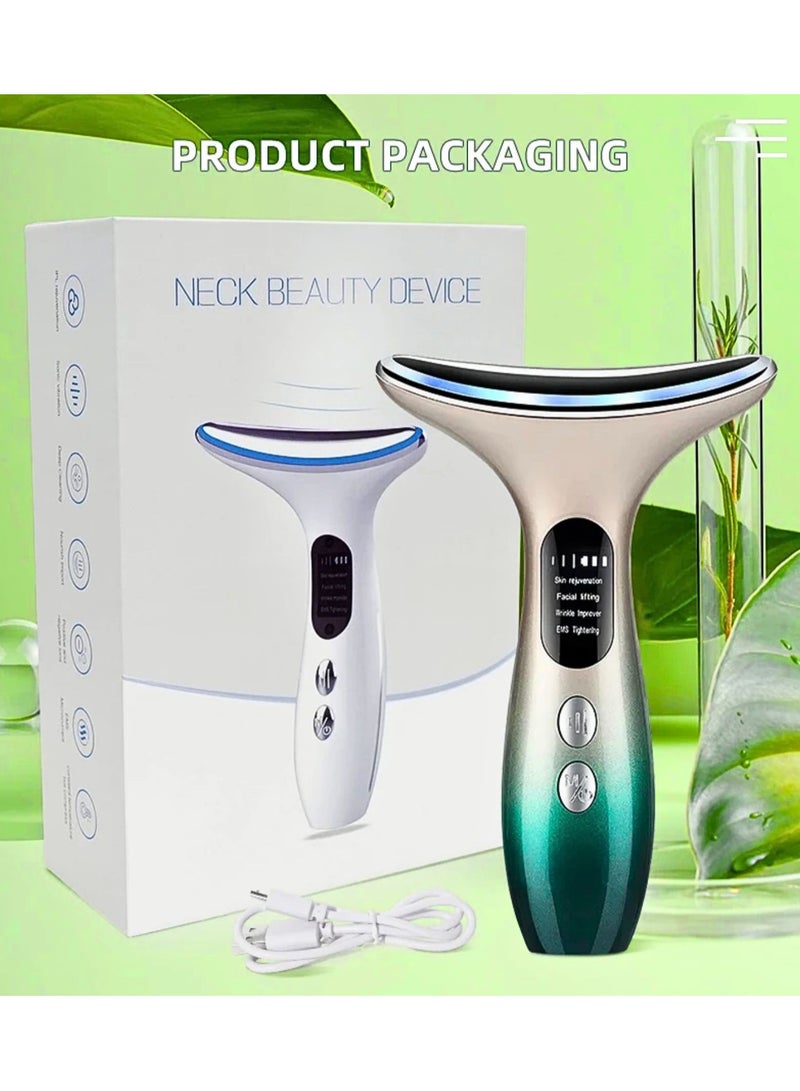 Neck Beauty Device & Face Lifting Massager Hated 3 color Light Led Photon Anti Wrinkle Anti Aging Lighten Neck Lines  Beauty machine (Gradient)