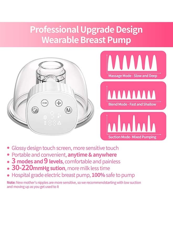 Double Wearable Breast Pump,Electric Hands-Free Breast Pump with 3 Modes & 9 Levels, LCD Display, Ultra-Quiet and Pain Free Portable Breast Pumps(2 Pack White)