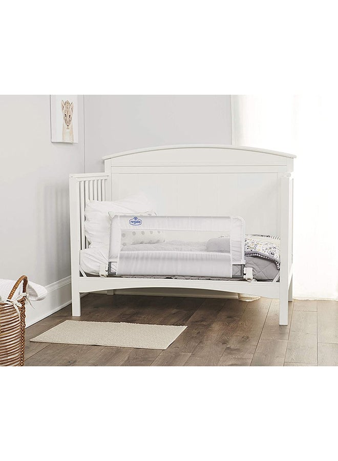 Swing Down Crib Rail | 33” Long & 16” High | Baby Safety Bed Guard with Gap Guard Protection | Foldable, Secure & Easy Install | Durable Steel Frame with Mesh Cover | White