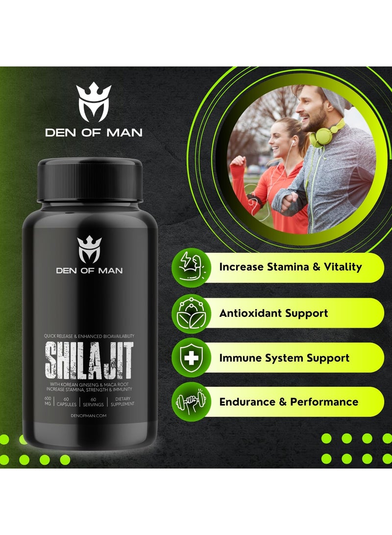 Himalayan Shilajit Capsules With Fulvic Acid 600mg Each 60 Count