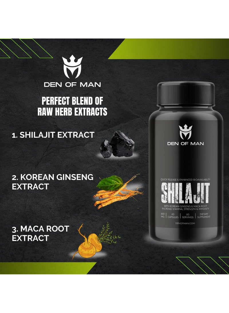 Himalayan Shilajit Capsules With Fulvic Acid 600mg Each 60 Count