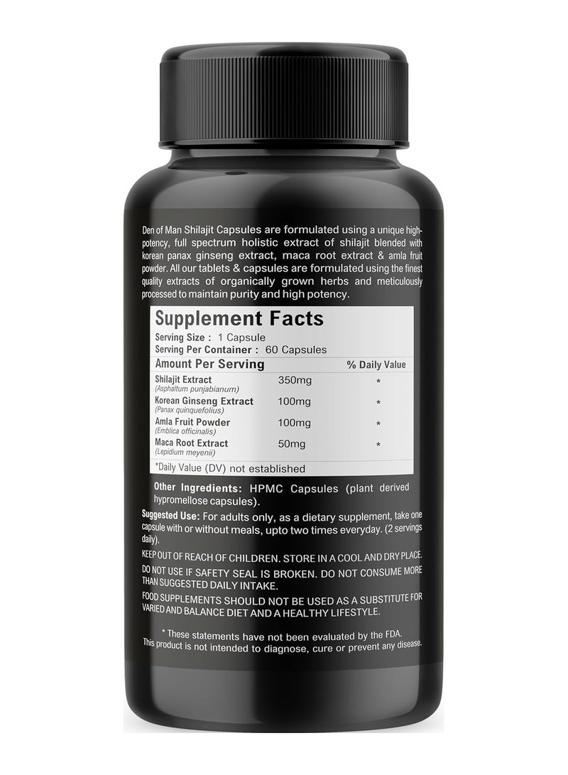 Himalayan Shilajit Capsules With Fulvic Acid 600mg Each 60 Count