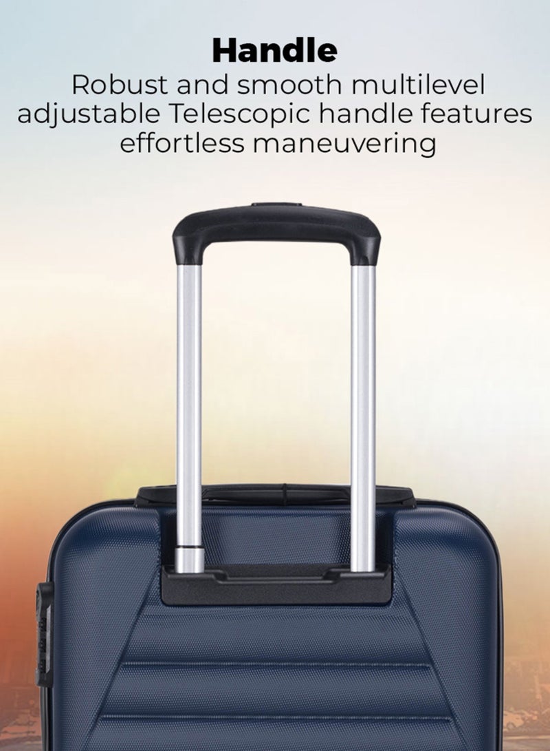 3-Piece ABS Hardside Trolley Luggage Set Spinner Wheels with Number Lock 20/24/28 Inches  Dark Blue