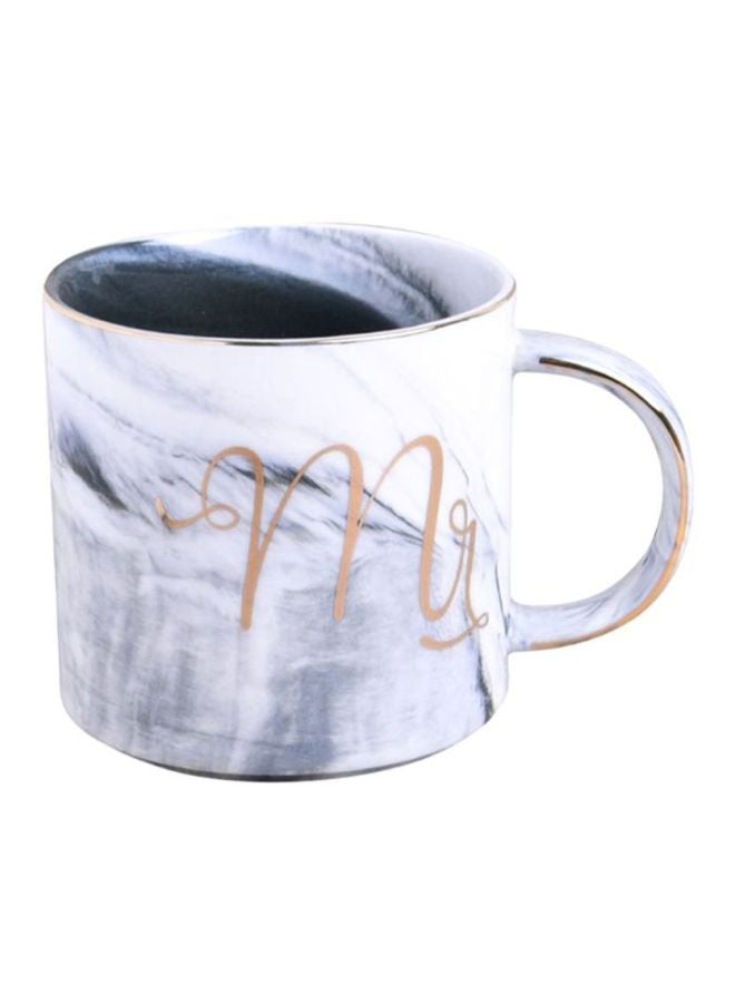 Gilded Rimmed Coffee Mug Grey/White 8.7x8.6cm