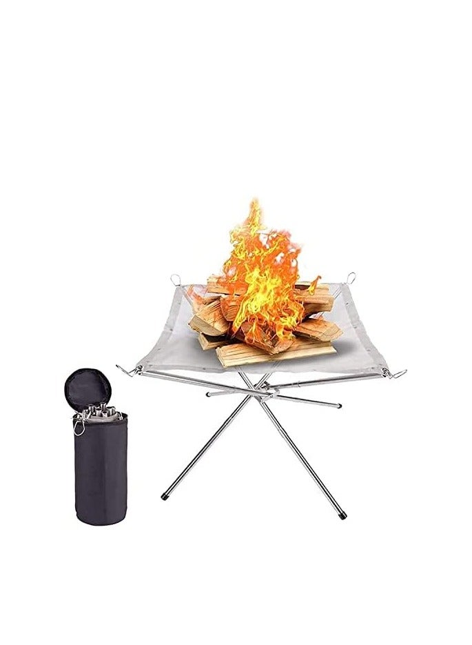 Camping Fire Pit, 304 Stainless Steel Portable Fire Pit with Storage Bag