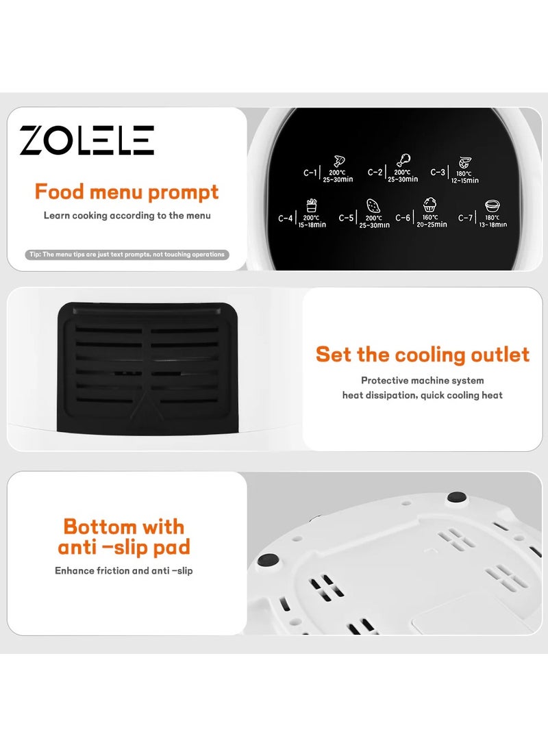 Electric Air Fryer 4.5L Capacity Non-Stick Coating Fried Basket Knob Control Temperature Pull Pan Automatic Power Off 1400W Power - Black