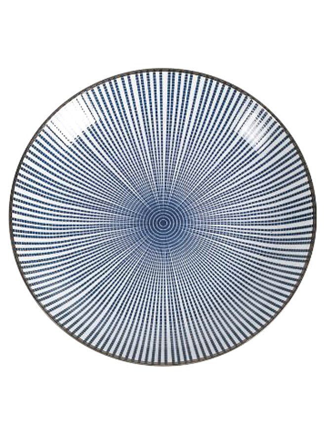 Round Steak Dinner Plate Blue/White 10inch