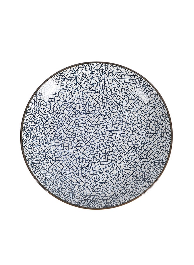 Round Steak Dinner Plate Blue/White 10inch