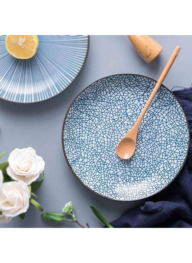 Round Steak Dinner Plate Blue/White 10inch