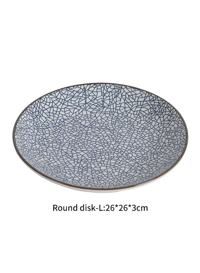 Round Steak Dinner Plate Blue/White 10inch