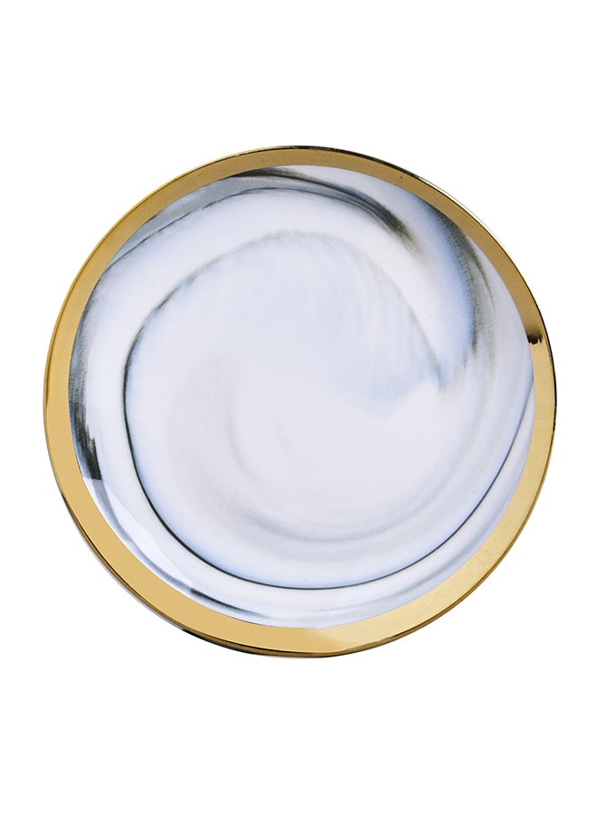 Gilded Shallow Dinner Plate Grey/White/Yellow 10inch