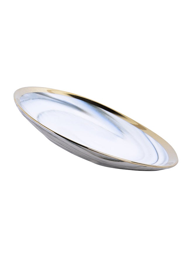Gilded Shallow Dinner Plate Grey/White/Yellow 10inch