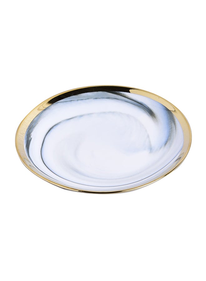 Gilded Shallow Dinner Plate Grey/White/Yellow 10inch