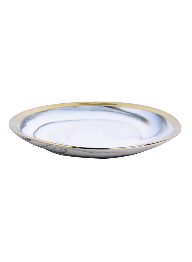 Gilded Shallow Dinner Plate Grey/White/Yellow 10inch