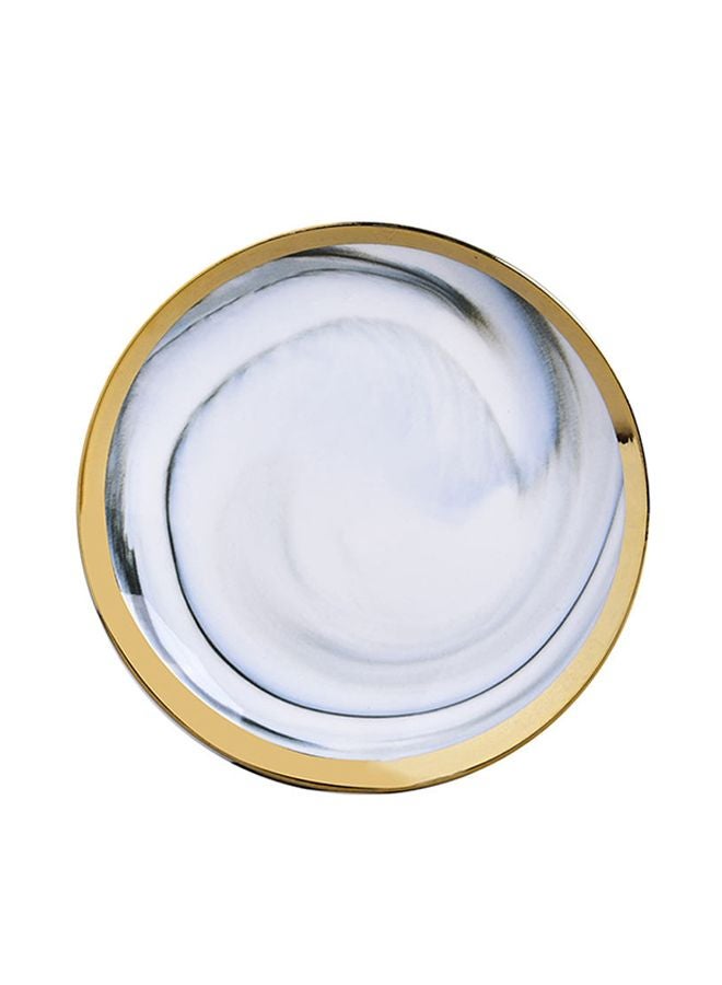 Shallow Dinner Plate White/Gold/Blue 6inch