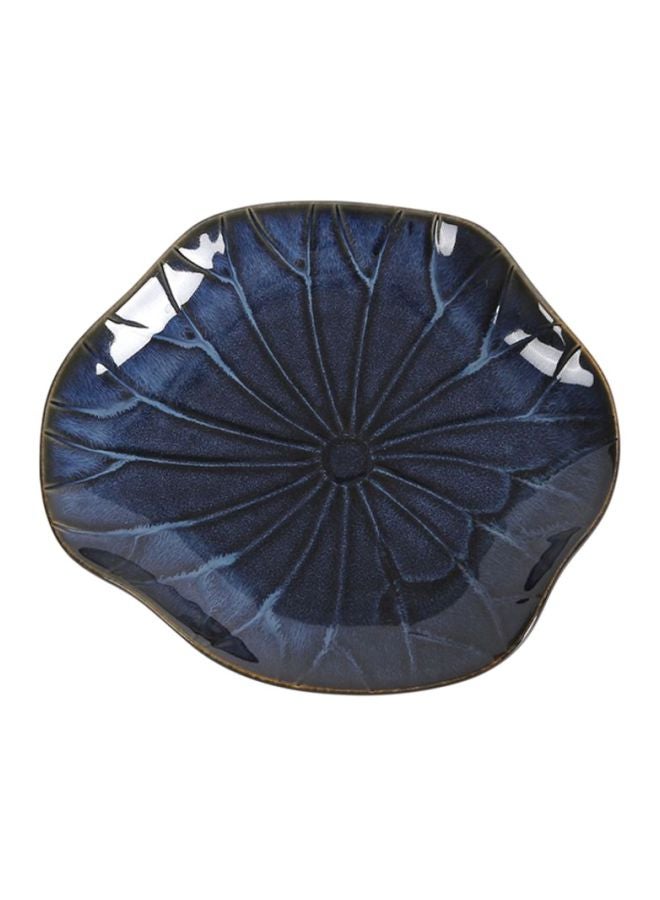 Kiln Lotus Leaf Style Plate Ceramic Blue 9inch