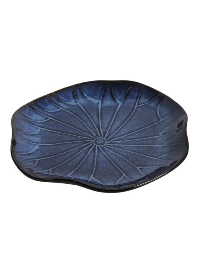 Kiln Lotus Leaf Style Plate Ceramic Blue 9inch