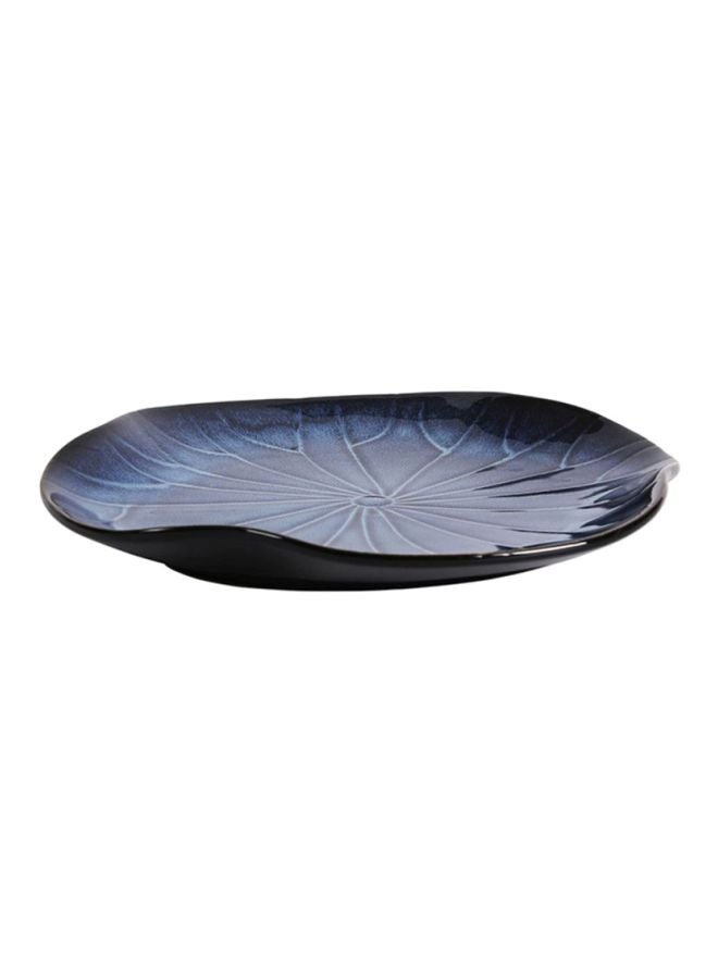 Kiln Lotus Leaf Style Plate Ceramic Blue 9inch