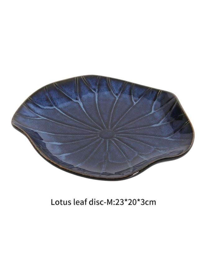 Kiln Lotus Leaf Style Plate Ceramic Blue 9inch