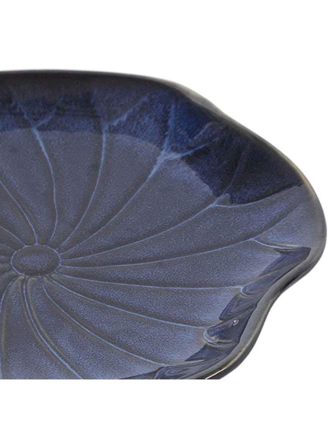Kiln Lotus Leaf Style Plate Ceramic Blue 9inch